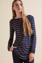 The Fifth Deep Valley Long Sleeve Top Navy And Amber Stripe