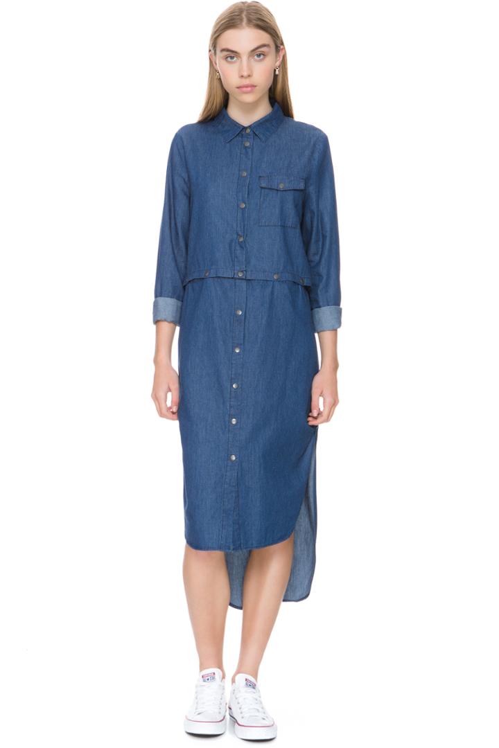 The Fifth Moonlight Dreams Shirt Dress Washed Blue Chambray