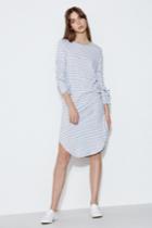 The Fifth The Fifth Prismatic Stripe Long Sleeve Dress Grey W Whitexxs, Xs,s,m,l,xl