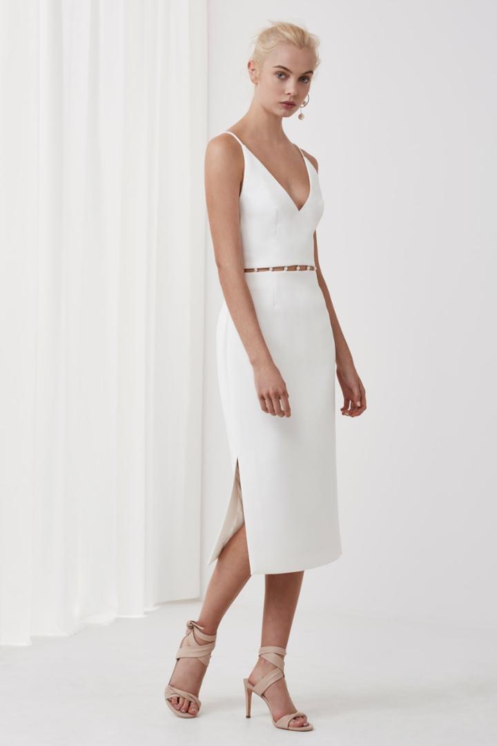 Keepsake Signals Midi Dress Ivory