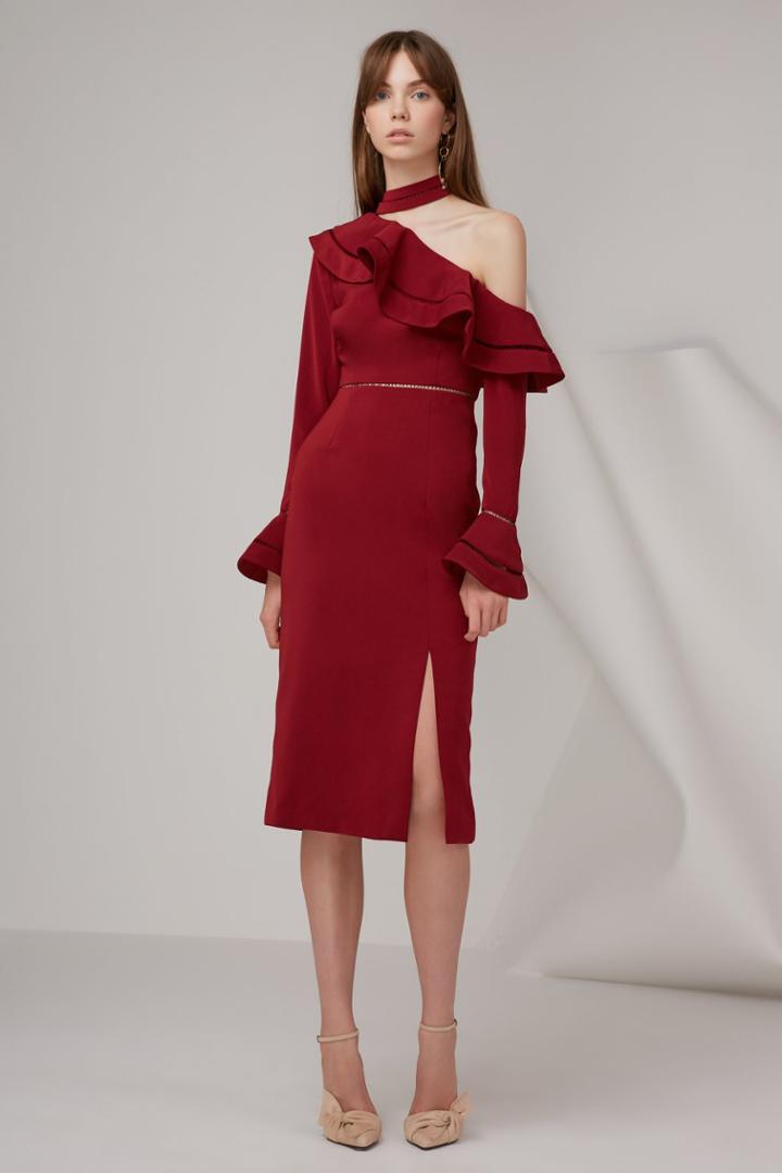 Keepsake Lovers Holiday Midi Dress Plum