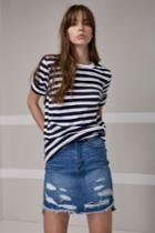 The Fifth The Fifth Off Duty T-shirt Navy And White Stripe