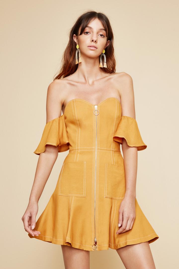 C/meo Collective C/meo Collective Get Right Mini Dress Mustardxxs, Xs,s,m,l,xl