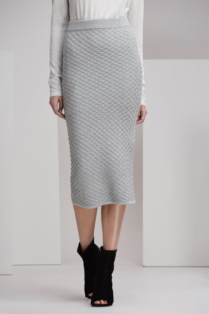 Finders Keepers Cecil Knit Skirt Light Grey