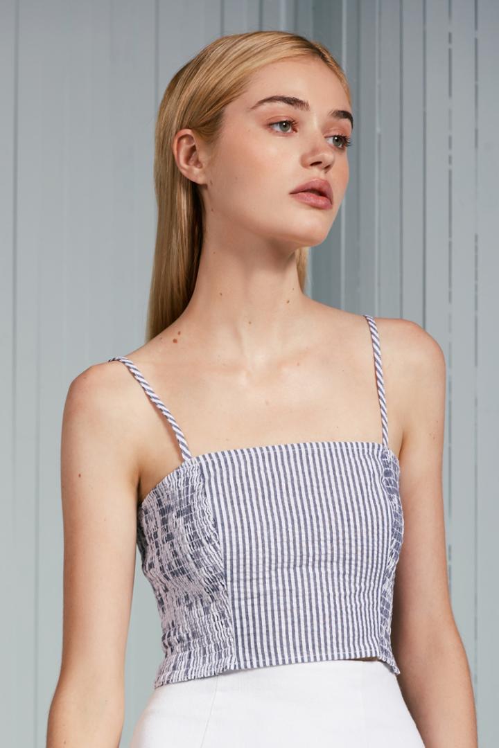 The Fifth The Fifth Anagram Stripe Top Navy W Whitexxs, Xs,s,m,l