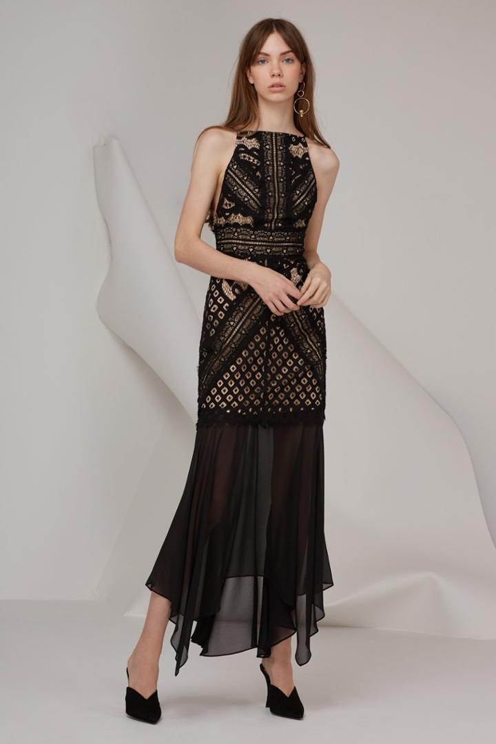 Keepsake Bridges Lace Gown Black