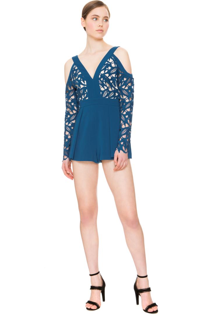 Keepsake The Moment Lace Romper Marine Blue