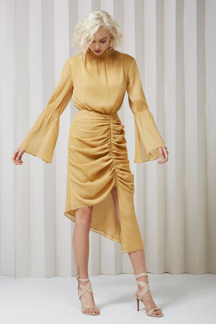 Keepsake Keepsake Elevate Long Sleeve Dress Mustard