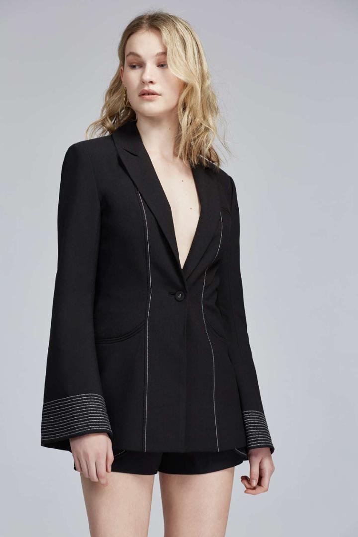 C/meo Collective C/meo Collective Long Gone Contrast Blazer Black W White