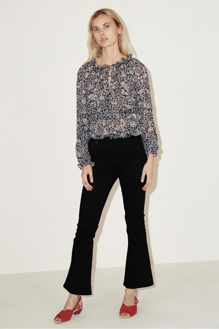 The Fifth The Fifth Brushstrokes Long Sleeve Top Navy Floral Dream Printxs,s,m,l