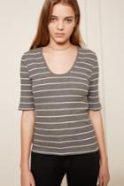 The Fifth The Fifth Astrid Stripe T-shirt Charcoal W Greyxxs, Xs,s,m