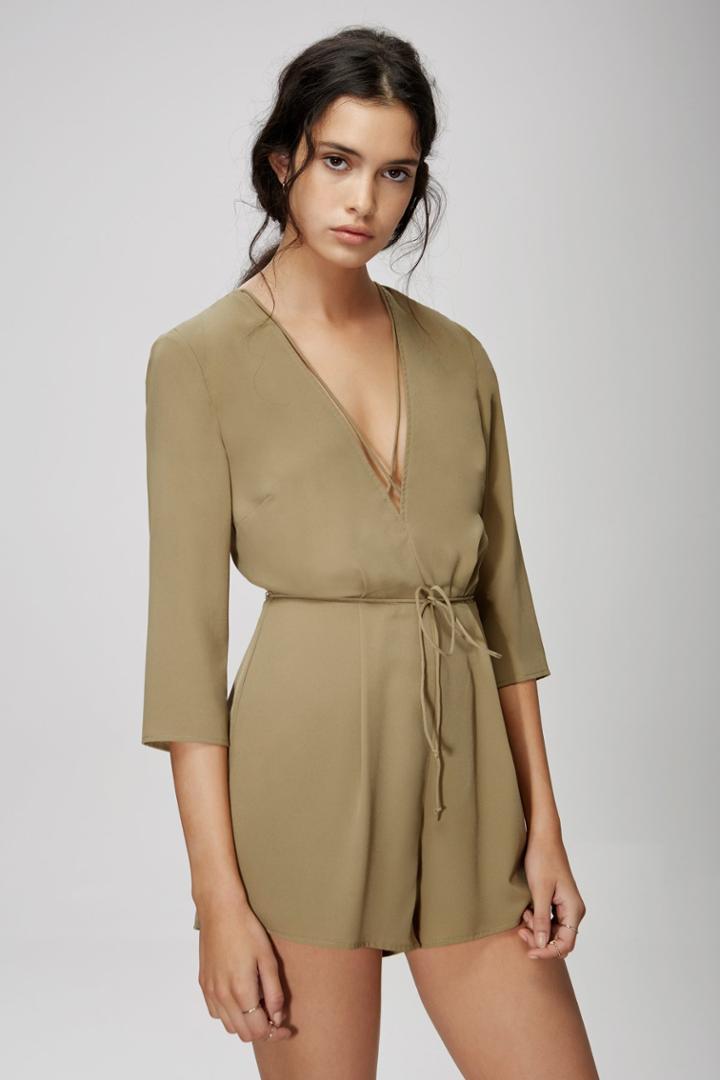 The Fifth Maverick Long Sleeve Playsuit Khaki
