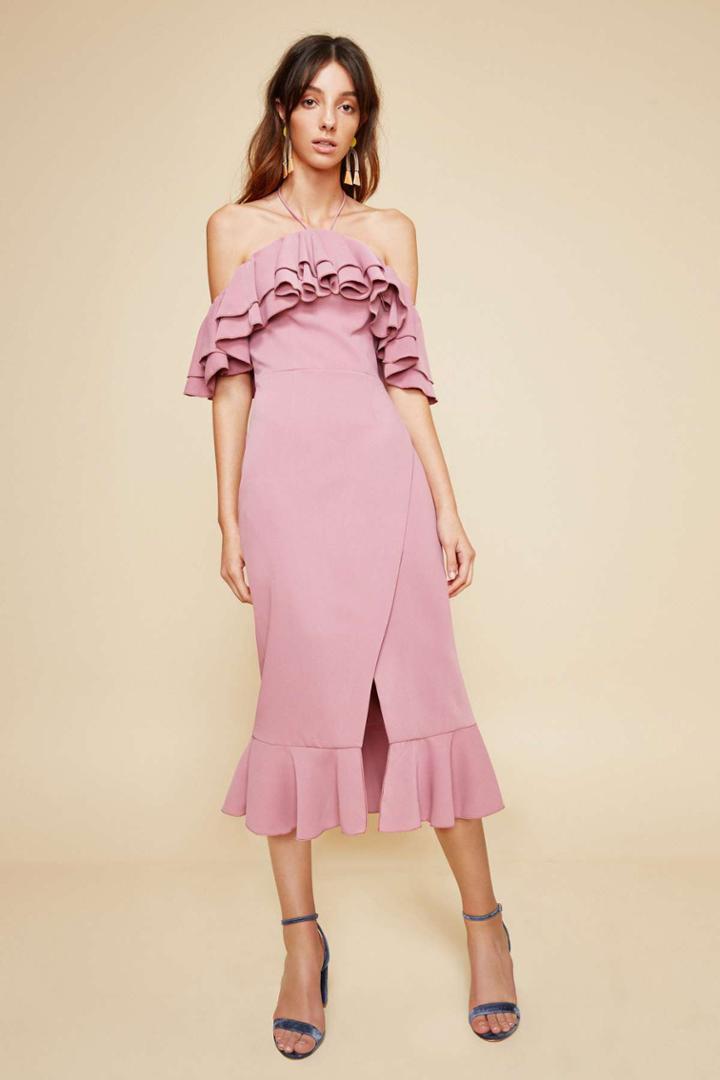 C/meo Collective Temptation Midi Dress Mulberry