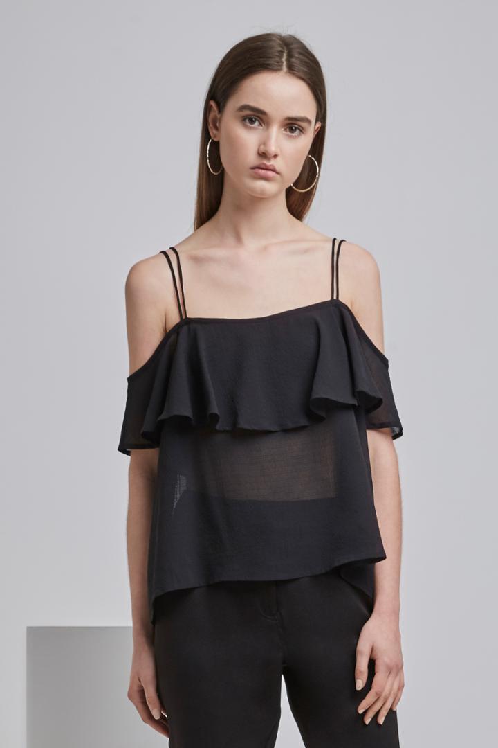Finders Keepers Boyd Short Sleeve Top Black