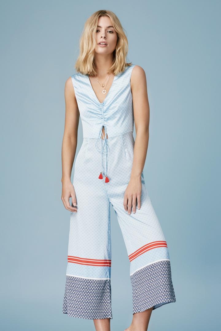 Finders Keepers Finders Keepers Amnesia Crop Jumpsuit Pale Blue Borderxxs, Xs,s,m,l,xl