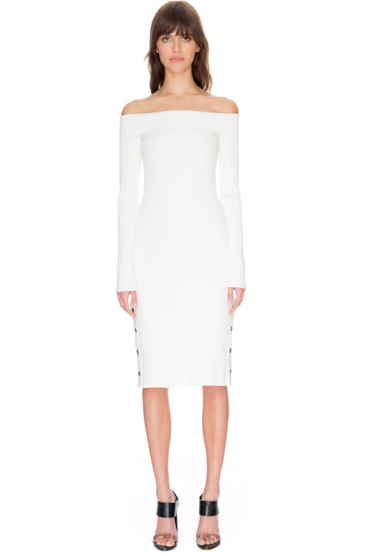 C/meo Collective Life Is Real Long Sleeve Knit Dress White