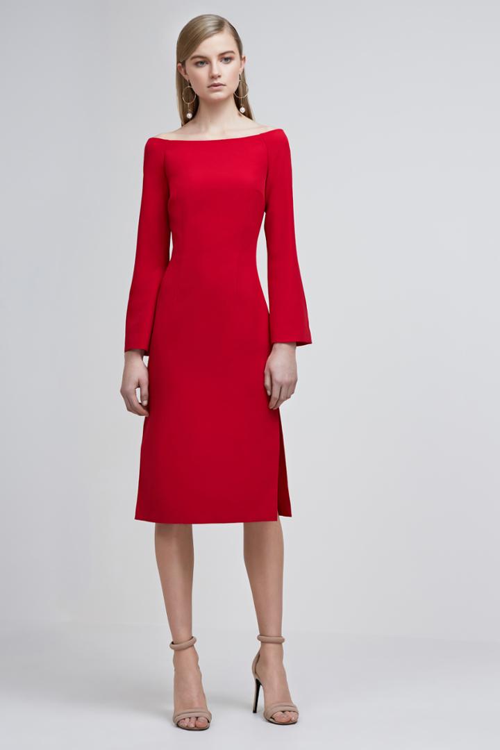 Keepsake Fading Light Long Sleeve Dress Lipstick Red