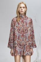 Finders Keepers Cyrus Print Long Sleeve Top Henna Print