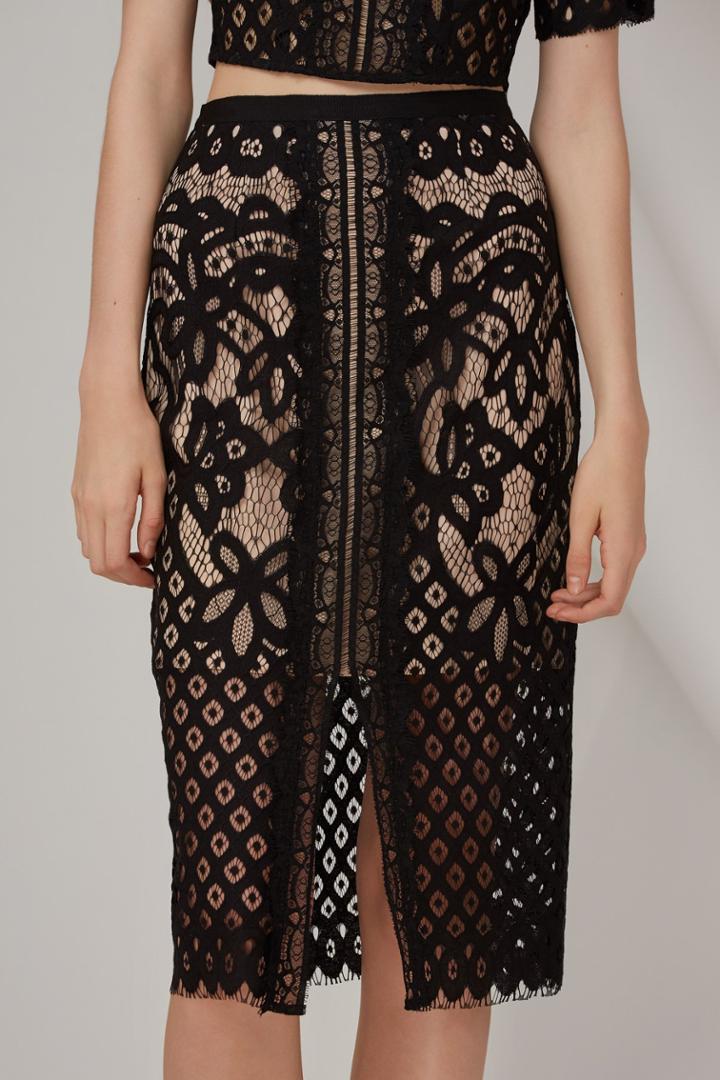 Keepsake Bridges Lace Skirt Black