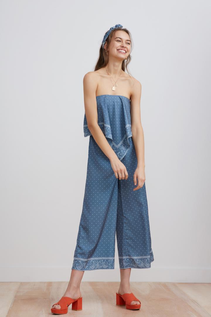 Finders Keepers Finders Keepers Vanish Crop Jumpsuit Teal Bandanaxxs, Xs,s,m,l