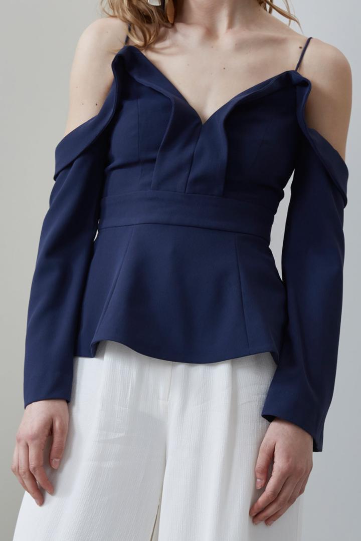 C/meo Collective Because You Do Long Sleeve Top Navy