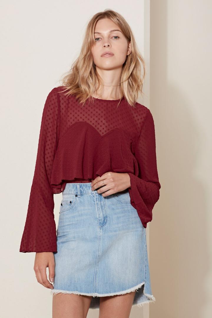 The Fifth The Fifth Sweet Memories Long Sleeve Top Ruby