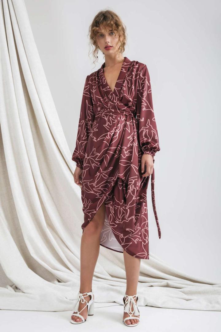 C/meo Collective C/meo Collective Influential Long Sleeve Dress Desert Rose Linearxxs, Xs,s,m,l