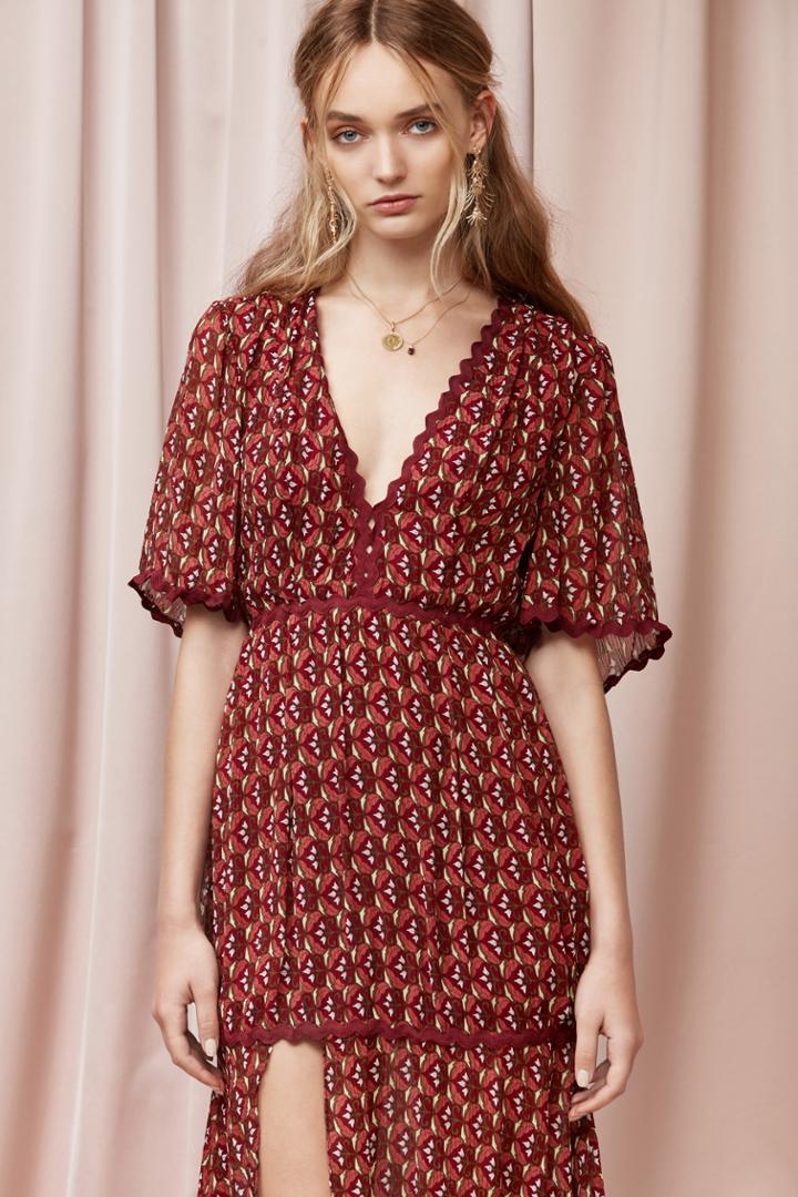 Finders Finders Drift Midi Dress Wine Wallpaperxxs, Xs,s,m,xl