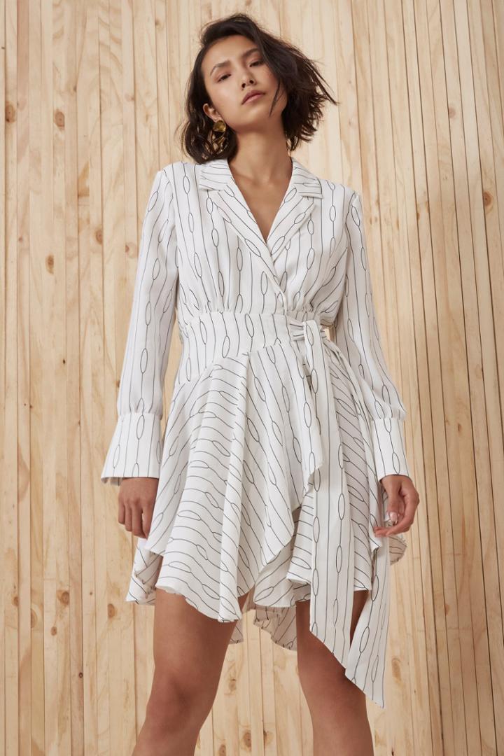 C/meo Collective Everlasting Long Sleeve Dress Ivory Chain Print