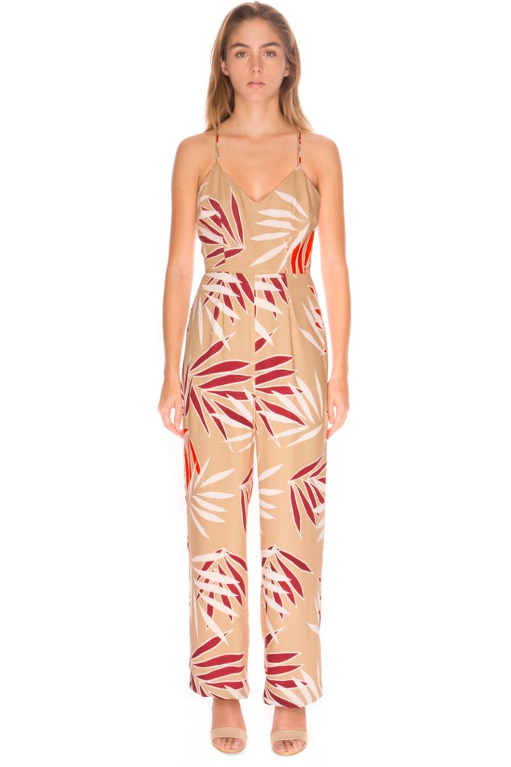Finders Keepers Ritual Union Jumpsuit Beige Leaf