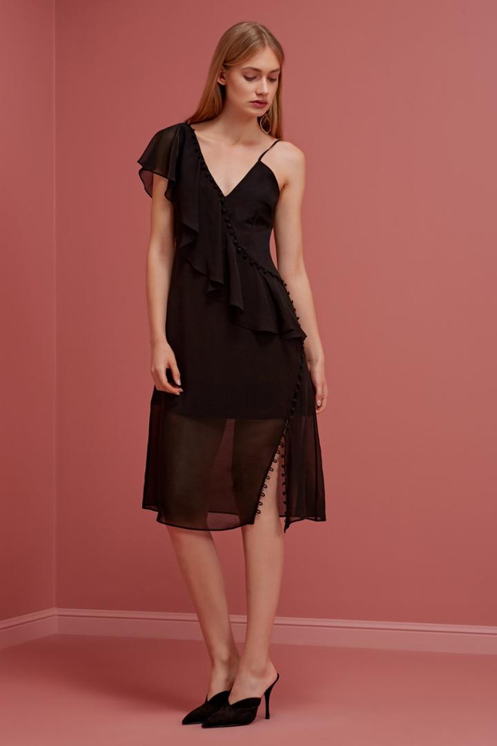 Keepsake Morning Rain Midi Dress Black