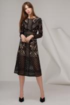 Keepsake Bridges Lace Long Sleeve Dress Black