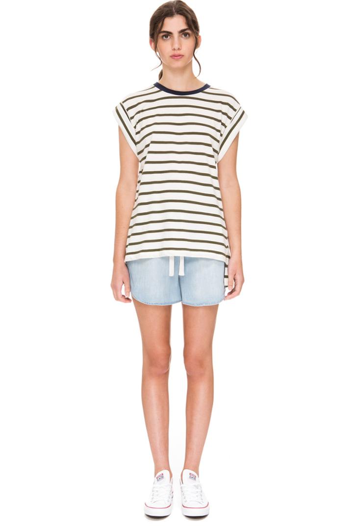 The Fifth On Your Mark T-shirt Olive & White Stripe