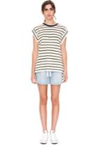 The Fifth On Your Mark T-shirt Olive & White Stripe