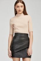 C/meo Collective Lesson Learnt Leather Skirt Black And Ivory
