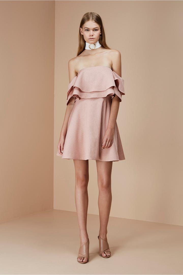 Keepsake Two Fold Mini Dress Dusty Pink