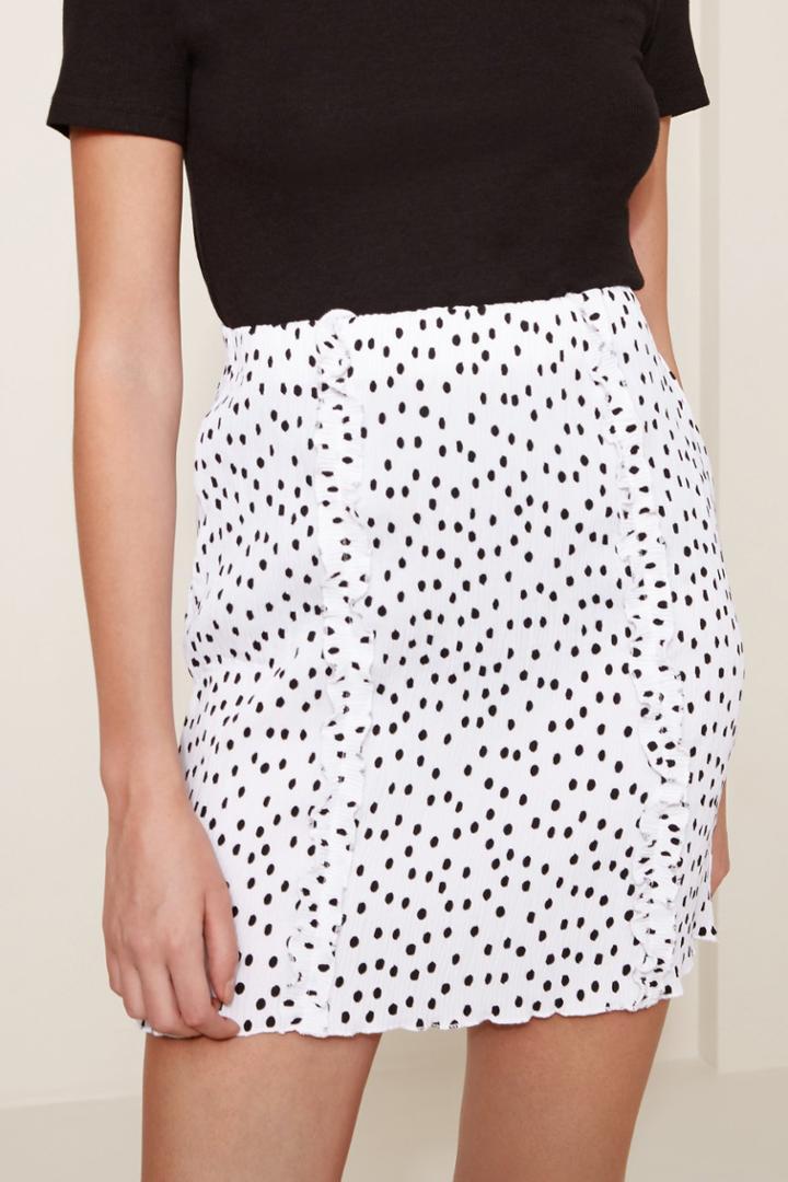 The Fifth The Fifth Atlanta Polka Dot Skirt White W Blackxxs, Xs,s,m,l