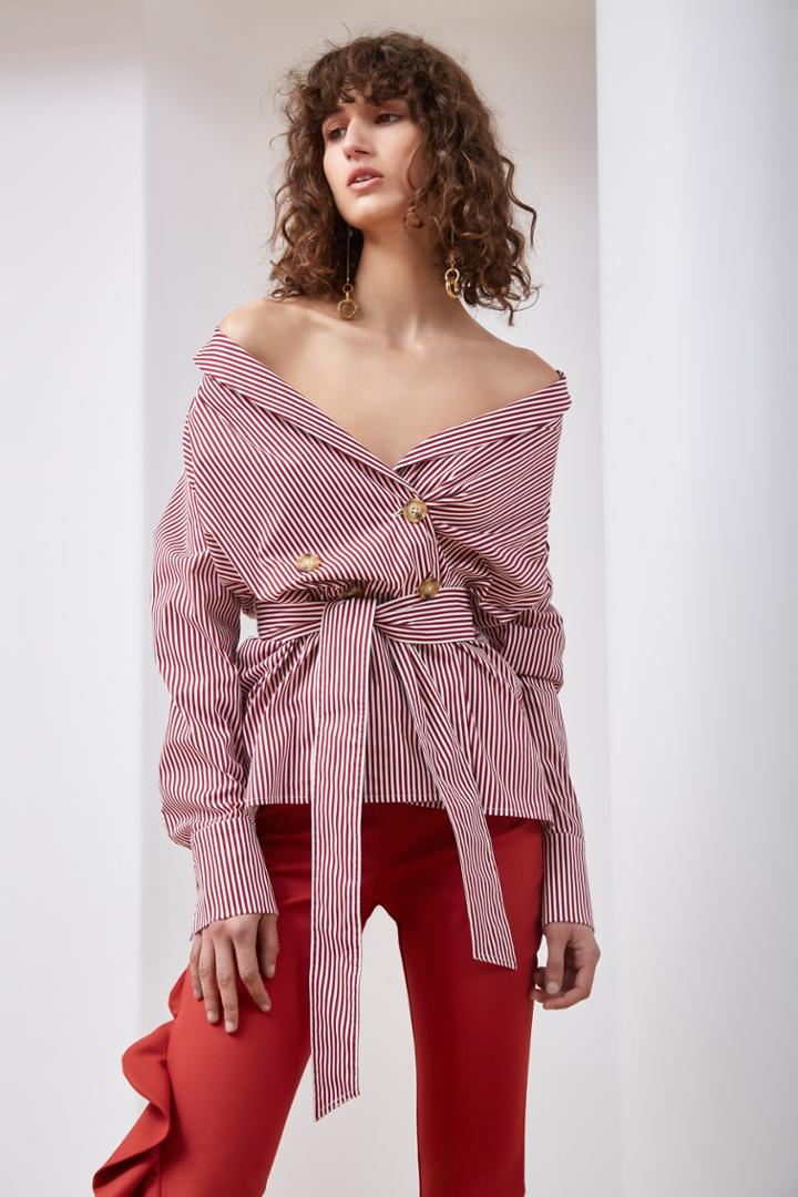C/meo Collective C/meo Collective Follow Me Shirt Red Stripexxs, Xs,s,m,l,xl