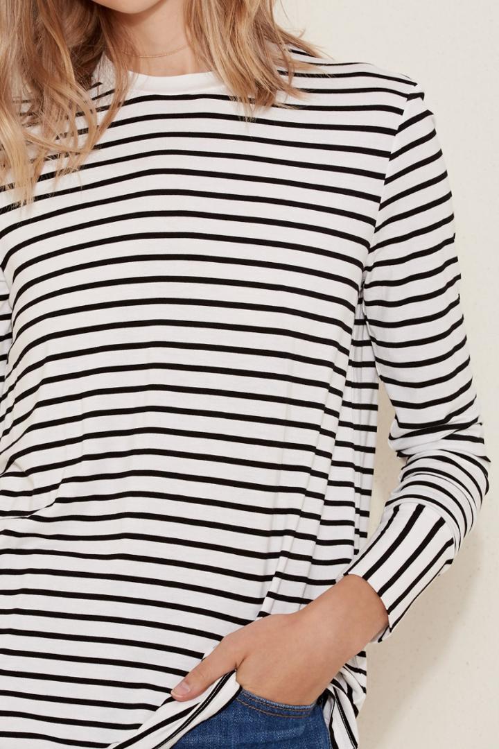 The Fifth Shine By Long Sleeve Top Black And White Stripe