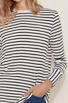 The Fifth Shine By Long Sleeve Top Black And White Stripe