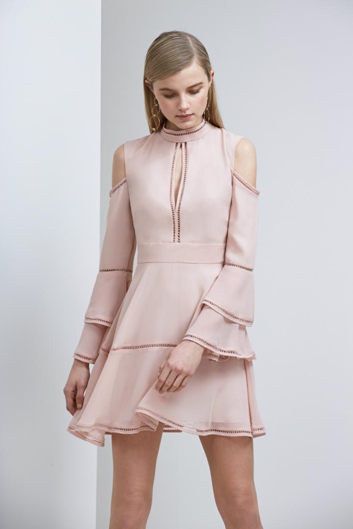 Keepsake Night Dance Long Sleeve Mini Dress Rose