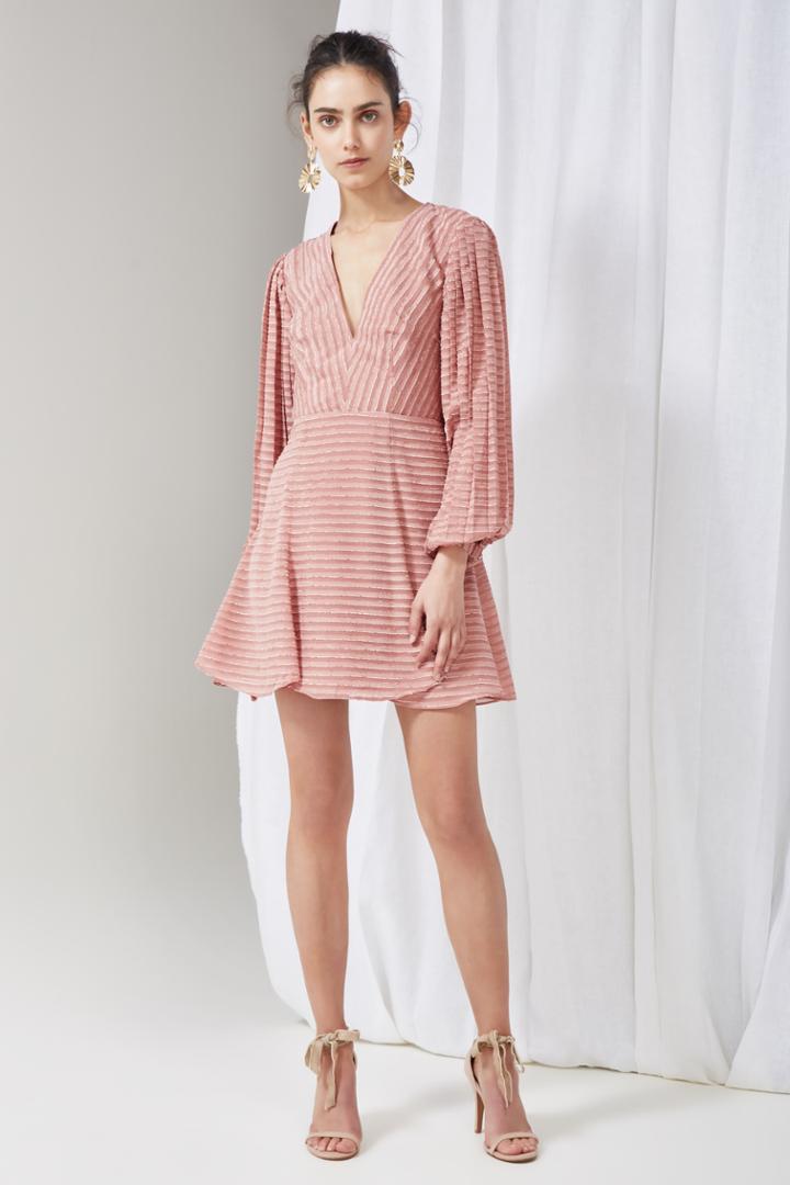Keepsake Keepsake Waterfall Long Sleeve Dress Rosewood