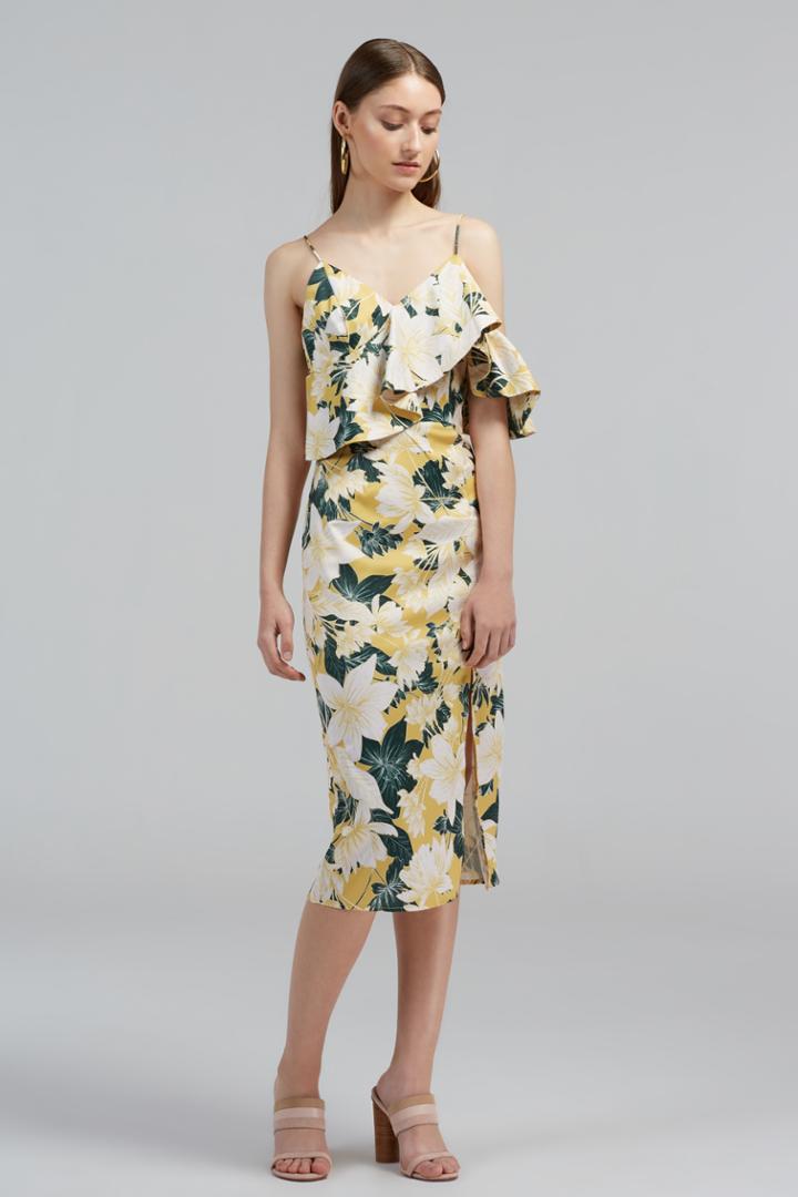 Finders Keepers Finders Keepers Insignia Midi Dress Mustard Floralxxs, Xs,s,m,l,xl