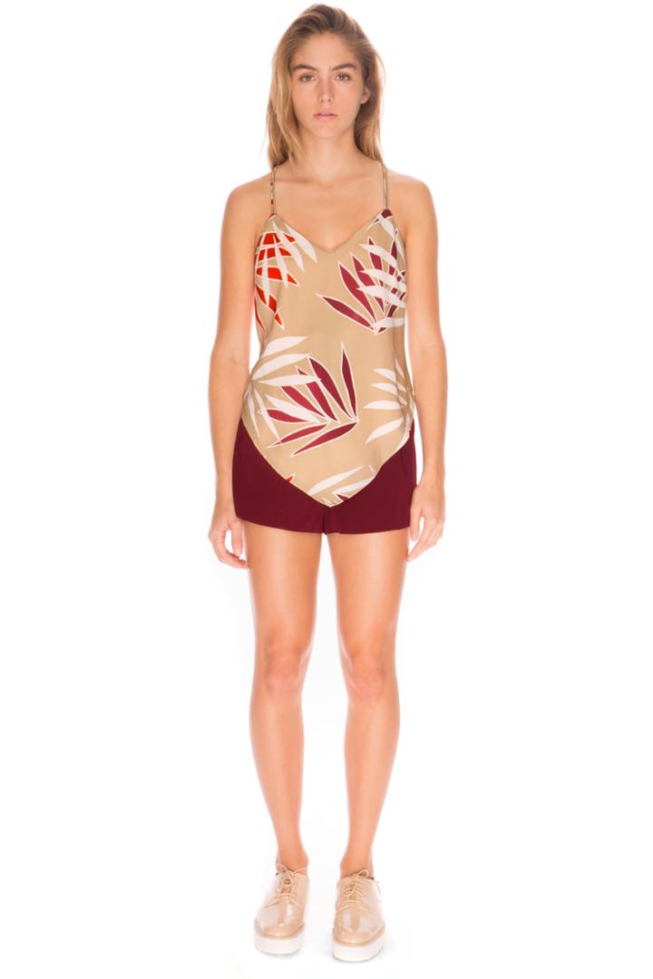 Finders Keepers Ritual Union Top Beige Leaf
