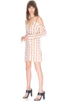 C/meo Collective Cold Shoulder Long Sleeve Check Dress Pink Check