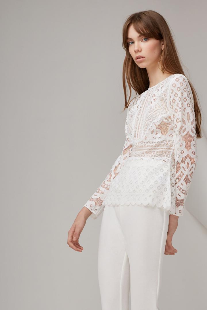 Keepsake Bridges Lace Long Sleeve Top Ivory