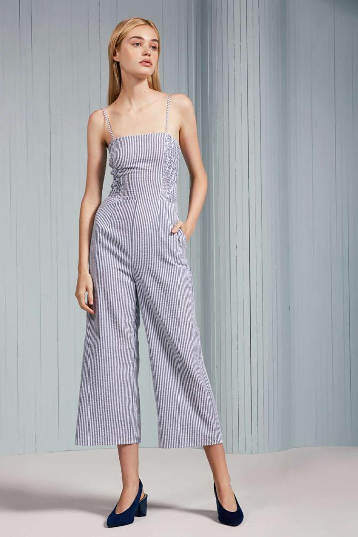 The Fifth Anagram Stripe Jumpsuit Navy W Whitexxs, Xs,s,m,l,xl