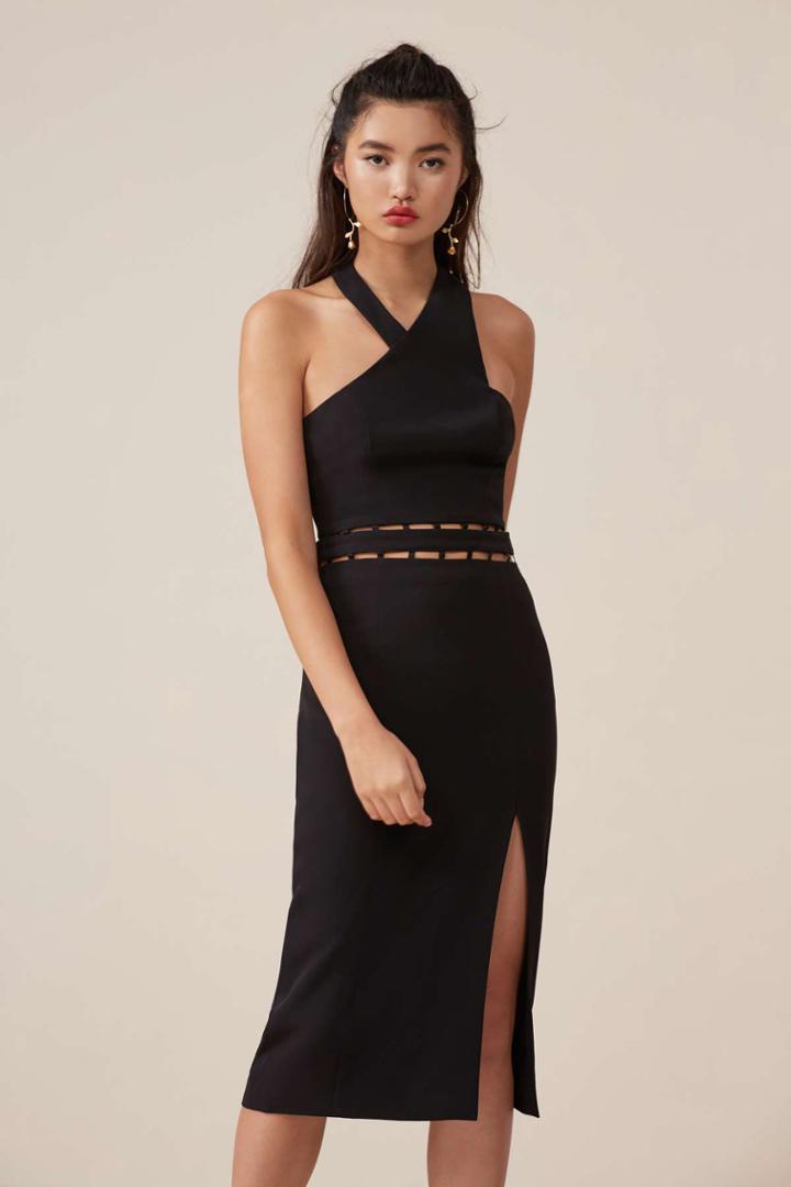 Finders Keepers Solar Midi Dress Blackxxs, Xs,s,l,xl