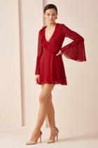 Keepsake Seasons Long Sleeve Mini Dress Scarlet Red