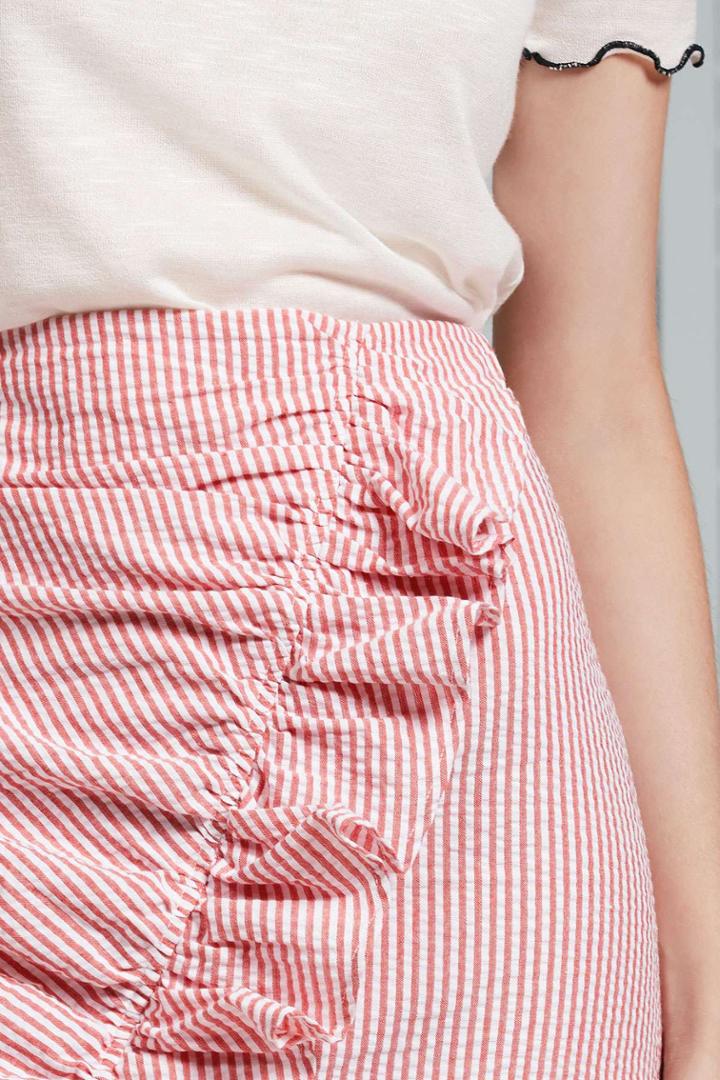The Fifth Anagram Stripe Skirt Red W Whitexxs, Xs,s,m,l